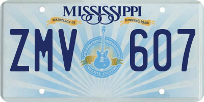 MS license plate ZMV607