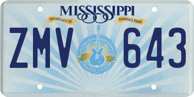 MS license plate ZMV643