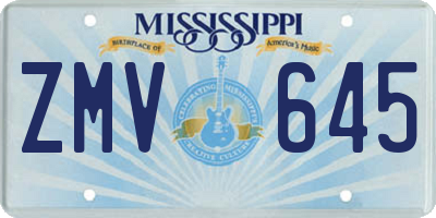 MS license plate ZMV645