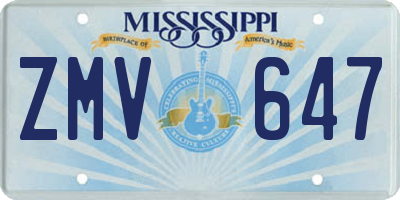 MS license plate ZMV647