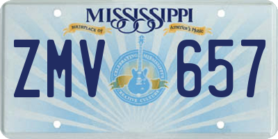 MS license plate ZMV657