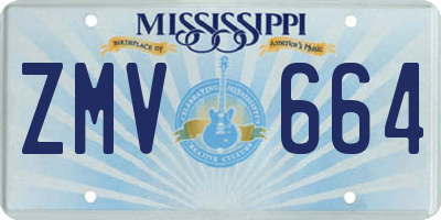 MS license plate ZMV664
