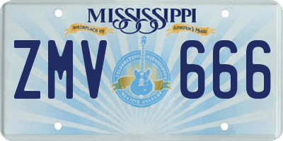 MS license plate ZMV666
