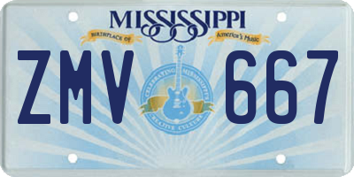 MS license plate ZMV667