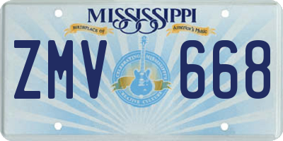 MS license plate ZMV668