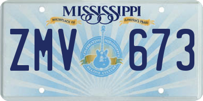 MS license plate ZMV673