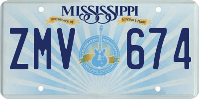 MS license plate ZMV674