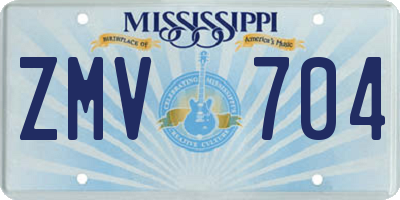 MS license plate ZMV704