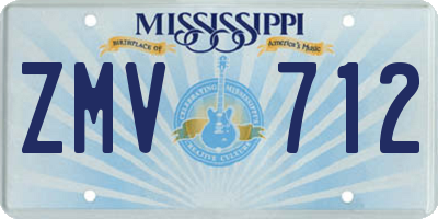 MS license plate ZMV712