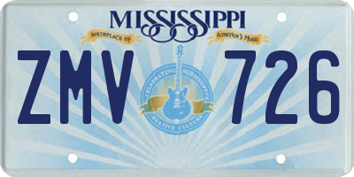 MS license plate ZMV726