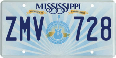 MS license plate ZMV728
