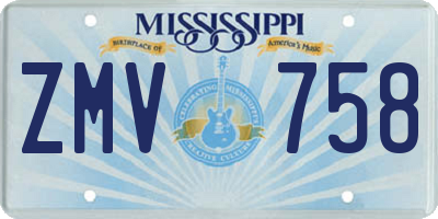 MS license plate ZMV758