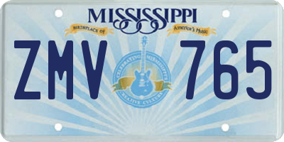 MS license plate ZMV765