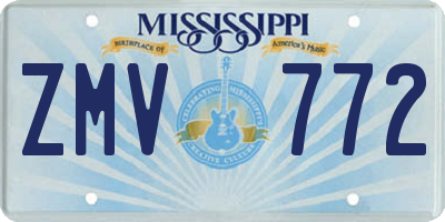 MS license plate ZMV772