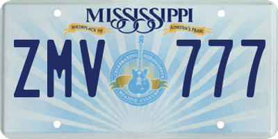 MS license plate ZMV777