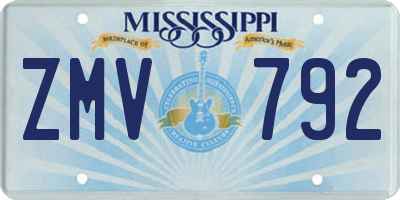 MS license plate ZMV792
