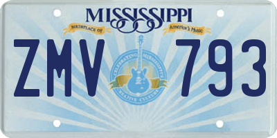 MS license plate ZMV793