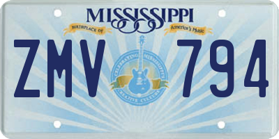 MS license plate ZMV794