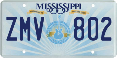 MS license plate ZMV802