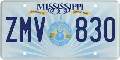 MS license plate ZMV830