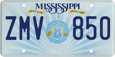 MS license plate ZMV850