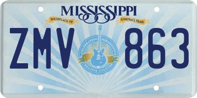 MS license plate ZMV863