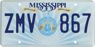 MS license plate ZMV867