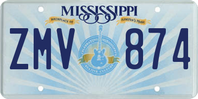 MS license plate ZMV874