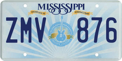MS license plate ZMV876