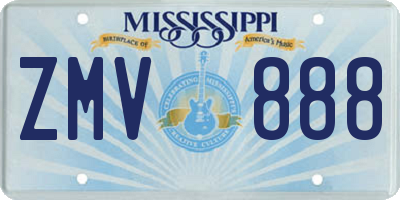 MS license plate ZMV888