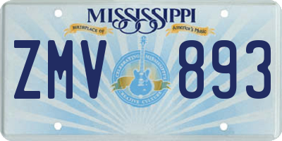 MS license plate ZMV893