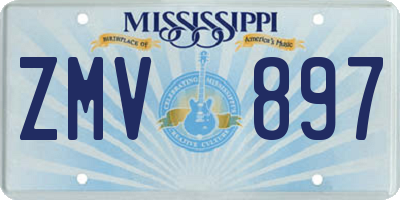 MS license plate ZMV897