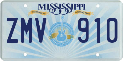 MS license plate ZMV910