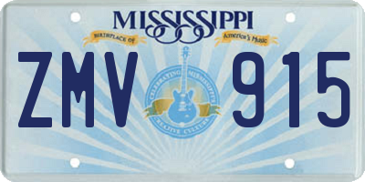 MS license plate ZMV915