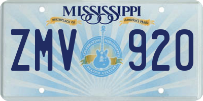 MS license plate ZMV920