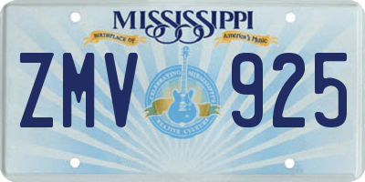 MS license plate ZMV925