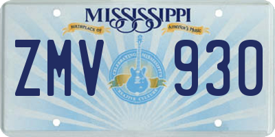 MS license plate ZMV930