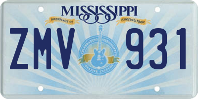 MS license plate ZMV931