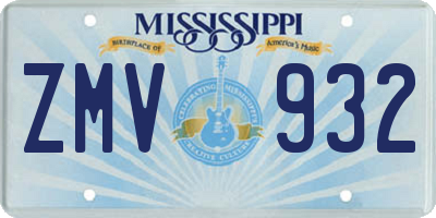 MS license plate ZMV932