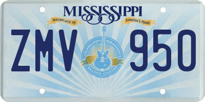 MS license plate ZMV950