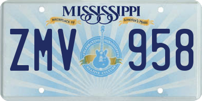 MS license plate ZMV958