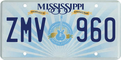 MS license plate ZMV960