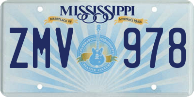 MS license plate ZMV978