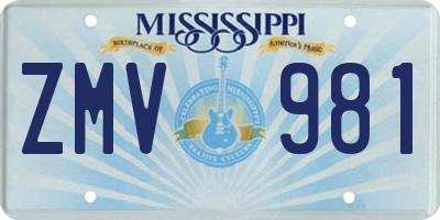 MS license plate ZMV981
