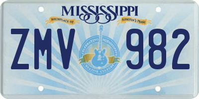 MS license plate ZMV982