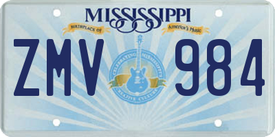 MS license plate ZMV984