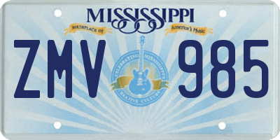 MS license plate ZMV985