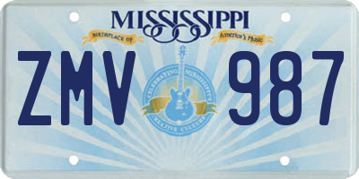 MS license plate ZMV987