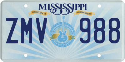 MS license plate ZMV988