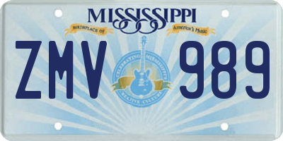 MS license plate ZMV989